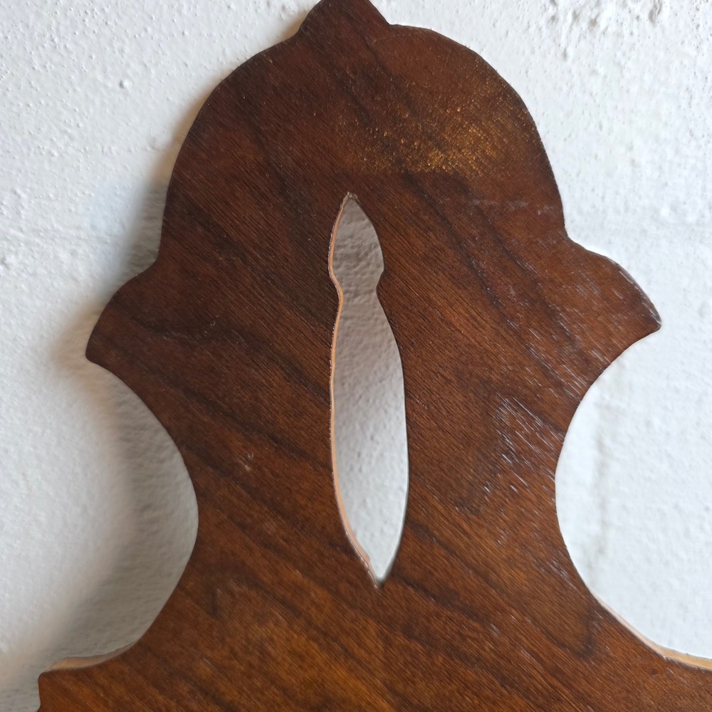 Vintage Dark Walnut Wood Rustic Wall Corbel Shelf Scalloped Scrollwork - Picture 2 of 6